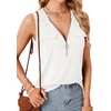 image:imageLYANER Womens Summer Tank Tops Zipper V Neck Sleeveless Casual Shirt Chic BlousesWhite