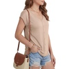 image:imageLYANER Womens V Neck Button Blouse Cap Sleeve Work Shirt Office Dressy Tee Shirt TopsApricot
