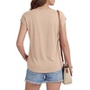 image:imageLYANER Womens V Neck Button Blouse Cap Sleeve Work Shirt Office Dressy Tee Shirt TopsApricot