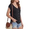 image:imageLYANER Womens V Neck Button Blouse Cap Sleeve Work Shirt Office Dressy Tee Shirt TopsBlack