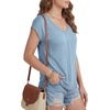 image:imageLYANER Womens V Neck Button Blouse Cap Sleeve Work Shirt Office Dressy Tee Shirt TopsLight Blue