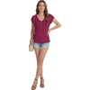 image:imageLYANER Womens V Neck Button Blouse Cap Sleeve Work Shirt Office Dressy Tee Shirt TopsPlum Purple