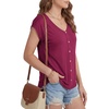 image:imageLYANER Womens V Neck Button Blouse Cap Sleeve Work Shirt Office Dressy Tee Shirt TopsPlum Purple