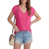 image:imageLYANER Womens V Neck Button Blouse Cap Sleeve Work Shirt Office Dressy Tee Shirt TopsRose Pink