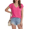 image:imageLYANER Womens V Neck Button Blouse Cap Sleeve Work Shirt Office Dressy Tee Shirt TopsRose Pink