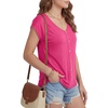 image:imageLYANER Womens V Neck Button Blouse Cap Sleeve Work Shirt Office Dressy Tee Shirt TopsRose Pink