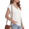 image:imageLYANER Womens V Neck Button Blouse Cap Sleeve Work Shirt Office Dressy Tee Shirt TopsWhite