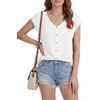 image:imageLYANER Womens V Neck Button Blouse Cap Sleeve Work Shirt Office Dressy Tee Shirt TopsWhite