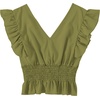 image:imageLYANER Womens V Neck Ruffle Cap Sleeve Shirred Blouse Sexy Crop Tank TopArmy Green