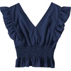 image:imageLYANER Womens V Neck Ruffle Cap Sleeve Shirred Blouse Sexy Crop Tank TopDeep Blue