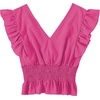 image:imageLYANER Womens V Neck Ruffle Cap Sleeve Shirred Blouse Sexy Crop Tank TopRose Red