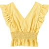 image:imageLYANER Womens V Neck Ruffle Cap Sleeve Shirred Blouse Sexy Crop Tank TopYellow