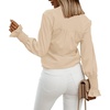 image:imageLYANER Womens V Neck Shirred Bell Long Sleeve Blouse Casual Tunic TopOffwhite