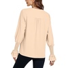 image:imageLYANER Womens V Neck Shirred Bell Long Sleeve Blouse Casual Tunic TopOffwhite