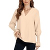 image:imageLYANER Womens V Neck Shirred Bell Long Sleeve Blouse Casual Tunic TopOffwhite