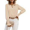 image:imageLYANER Womens V Neck Shirred Bell Long Sleeve Blouse Casual Tunic TopOffwhite