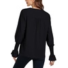image:imageLYANER Womens V Neck Shirred Bell Long Sleeve Blouse Casual Tunic TopSolid Black