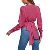 image:imageLYANER Womens Wrap V Neck Long Sleeve Tie Back Ruched Crop Top Blouse ShirtRose