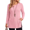 image:imageLYANER Womens Button Split Slit Sides Scoop Neck Long Sleeve Blouse Tunic TopLight Pink