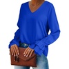 image:imageLYANER Womens Casual V Neck Tiered Ruffle Bell Long Sleeve Blouse Shirt Tunic TopSolid Royal Blue