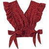 image:imageLYANER Womens Cute V Neck Ruffle Cap Sleeve Side Bow Shirred Hem Summer Crop Tank Tops Peplum BlouseRed