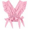 image:imageLYANER Womens Cute V Neck Ruffle Cap Sleeve Side Bow Shirred Hem Summer Crop Tank Tops Peplum BlouseSolid Pink