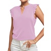 image:imageLYANER Womens Elegant Notch V Neck Lace Trim Cap Sleeve Blouse Shirt Sleeveless TopLight Purple