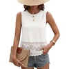 image:imageLYANER Womens Floral Sheer Lace Hem Round Neck Sleeveless Elegant Blouse Tank TopWhite