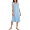 image:imageLYANER Womens Lace Trim Button Sweetheart Neck Short Sleeve Ruched Casual Midi NightdressBlue