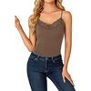 image:imageLYANER Womens Lace Trim V Neck Camisole Adjustable Strap Undershirt Tank Stretch Fitted Cami TopChocolate Brown