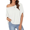 image:imageLYANER Womens Loose Off Shoulder Batwing Half Sleeve Casual Blouse Shirt Tunic Top Pure White XLarge
