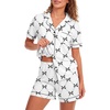 image:imageLYANER Womens Pajamas Set Heart Print Button Short Sleeve Shirt With Shorts Sleepwear Pjs Lounge SetBow White
