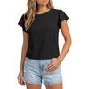 image:imageLYANER Womens Round Neck Ruffle Short Sleeve Dressy Casual Blouse Top ShirtsBlack