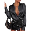 image:imageLYANER Womens Satin Blouse Long Sleeve Silk Button Down Shirts Work Office Dressy TopsBlack