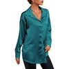 image:imageLYANER Womens Satin Silky Loose Turn Down V Neck Long Sleeve Button Blouse Shirt TopTeal