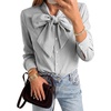 image:imageLYANER Womens Striped Button Down Shirts Bow Tie Neck Elegant Long Sleeve Blouse Casual TopsBlack