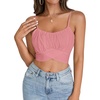 image:imageLYANER Womens Summer Square Neck Spaghetti Strap Wrap Tie Up Back Crop Top Cami BlouseLight Pink