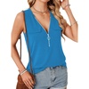 image:imageLYANER Womens Summer Tank Tops Zipper V Neck Sleeveless Casual Shirt Chic BlousesBright Blue