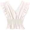 image:imageLYANER Womens V Neck Ruffle Cap Sleeve Shirred Blouse Sexy Crop Tank TopWhite