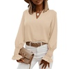 image:imageLYANER Womens V Neck Shirred Bell Long Sleeve Blouse Casual Tunic TopOffwhite