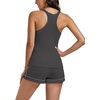 image:imageLYANER Womens 2 Piece Pajama Set Scoop Neck Pocket Sleeveless Tank Top Sleepwear with Shorts PJGray