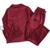 image:imageLYANER Womens 3Pcs Pajamas Satin Cami Top and Long Sleeve Shirt with Pants Sleepwear SetBurgundy