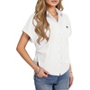 image:imageLYANER Womens Button Up Shirt Short Sleeve Blouse Collared Side Drawstring Ruched Casual TopsWhite