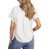 image:imageLYANER Womens Button Up Shirt Short Sleeve Blouse Collared Side Drawstring Ruched Casual TopsWhite