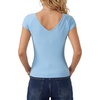 image:imageLYANER Womens Button V Neck Short Sleeve Slim Fit Going Out Blouse TopsLight Blue