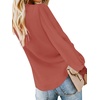 image:imageLYANER Womens Casual V Neck Long Sleeve Tie Front Knot Button Down Shirt Blouse TopCoral Red