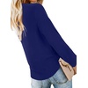 image:imageLYANER Womens Casual V Neck Long Sleeve Tie Front Knot Button Down Shirt Blouse TopDark Royal Blue