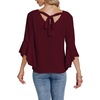 image:imageLYANER Womens Casual V Neck Ruffle Bell Half Sleeve Blouse Shirt Tunic TopBurgundy