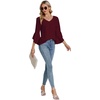 image:imageLYANER Womens Casual V Neck Ruffle Bell Half Sleeve Blouse Shirt Tunic TopBurgundy