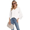 image:imageLYANER Womens Casual V Neck Ruffle Bell Half Sleeve Blouse Shirt Tunic TopWhite